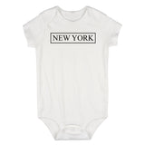 New York Box Logo Infant Baby Boys Bodysuit White
