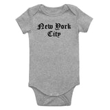 New York City Old English Infant Baby Boys Bodysuit Grey