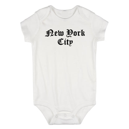 New York City Old English Infant Baby Boys Bodysuit White