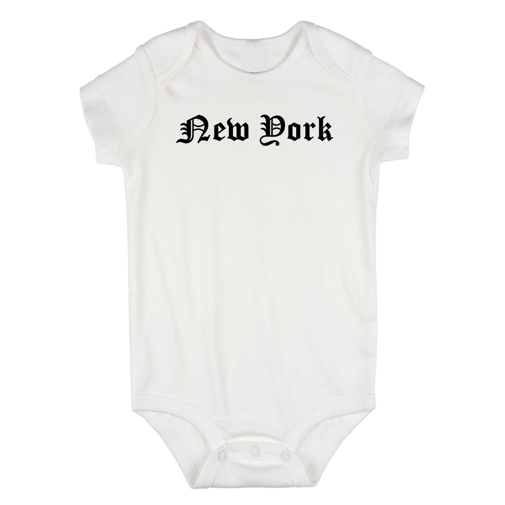 New York Old English NYC Infant Baby Boys Bodysuit White