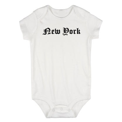 New York Old English NYC Infant Baby Boys Bodysuit White