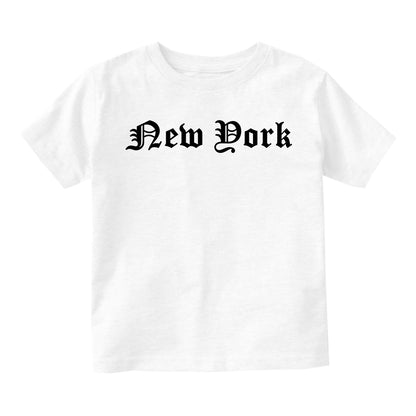 New York Old English NYC Toddler Boys Short Sleeve T-Shirt White