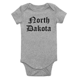 North Dakota State Old English Infant Baby Boys Bodysuit Grey