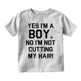 Not Cutting My Hair Toddler Boys Short Sleeve T-Shirt Grey