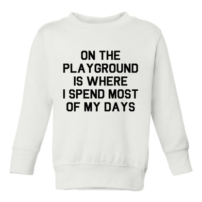 On The Playground Hip Hop Toddler Boys Crewneck Sweatshirt White