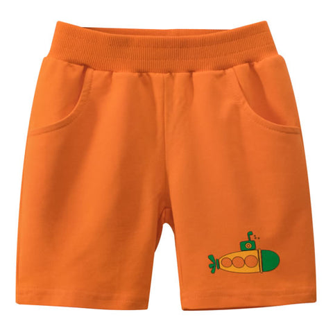 Orange Submarine Sea Toddler Boys Sweat Shorts