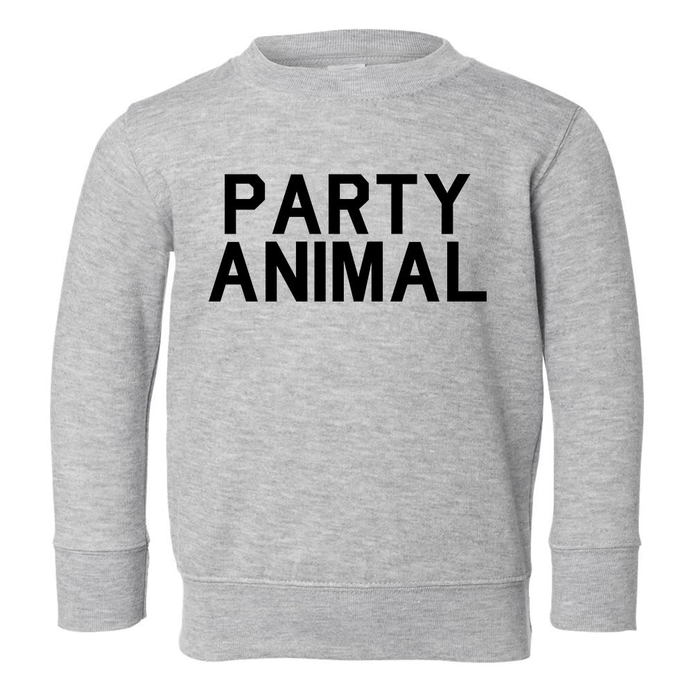 Party Animal Fun Birthday Toddler Boys Crewneck Sweatshirt Grey