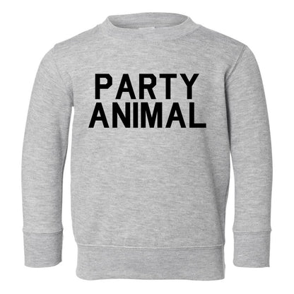 Party Animal Fun Birthday Toddler Boys Crewneck Sweatshirt Grey