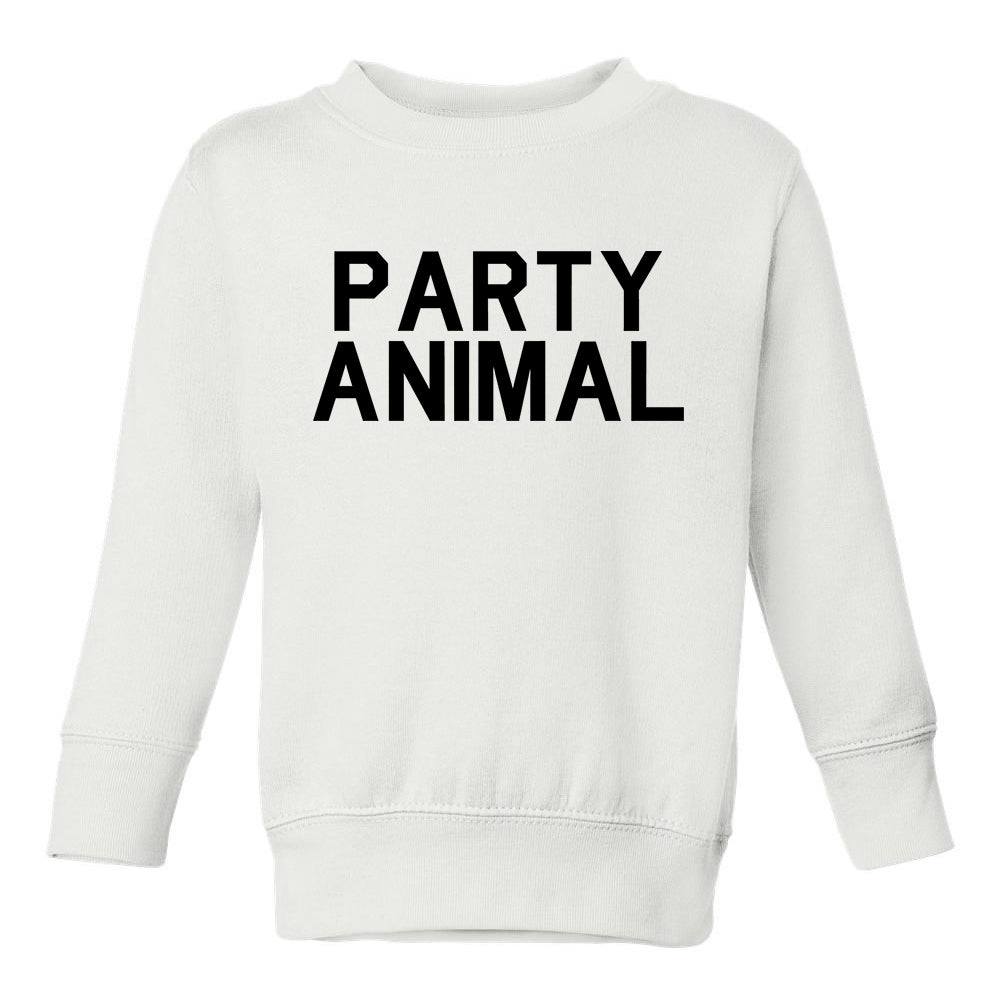 Party Animal Fun Birthday Toddler Boys Crewneck Sweatshirt White