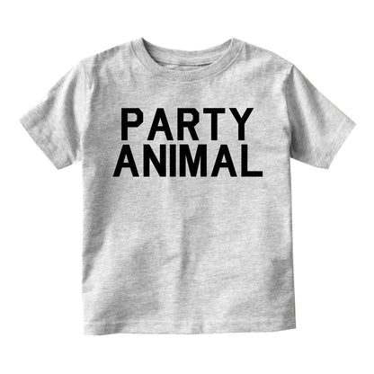 Party Animal Fun Birthday Toddler Boys Short Sleeve T-Shirt Grey