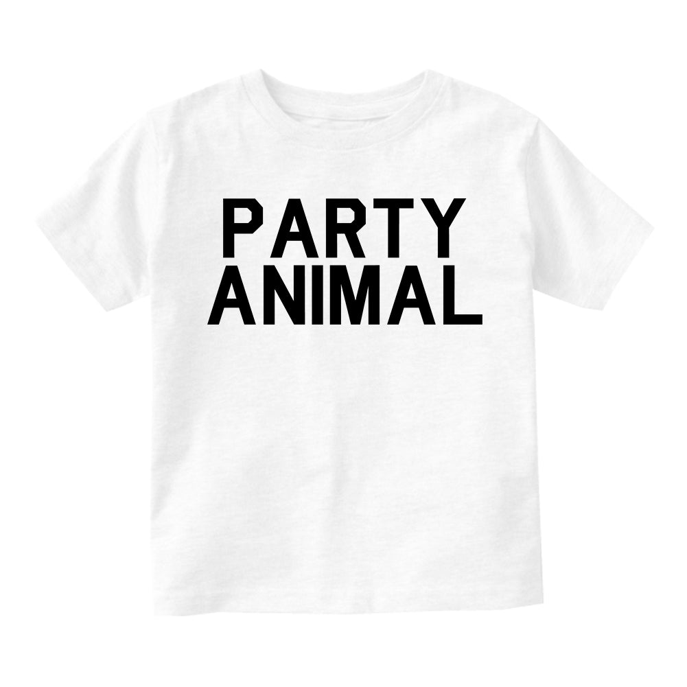 Party Animal Fun Birthday Toddler Boys Short Sleeve T-Shirt White