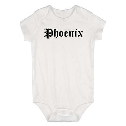 Phoenix Arizona AZ Old English Infant Baby Boys Bodysuit White