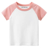 Pink Toddler Boys Blank Short Sleeve Baseball Raglan T-Shirt White