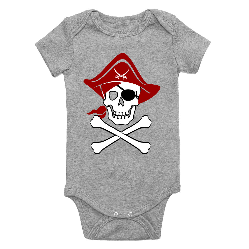 Pirate Skull And Crossbones Costume Infant Baby Boys Bodysuit Grey