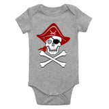 Pirate Skull And Crossbones Costume Infant Baby Boys Bodysuit Grey
