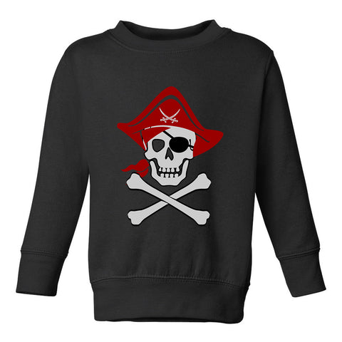 Pirate Skull And Crossbones Costume Toddler Boys Crewneck Sweatshirt Black