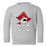 Pirate Skull And Crossbones Costume Toddler Boys Crewneck Sweatshirt Grey