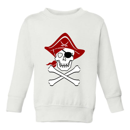 Pirate Skull And Crossbones Costume Toddler Boys Crewneck Sweatshirt White