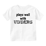 Plays Well With Udders Cow Print Infant Baby Boys Short Sleeve T-Shirt White