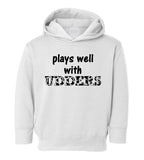 Plays Well With Udders Cow Print Toddler Boys Pullover Hoodie White