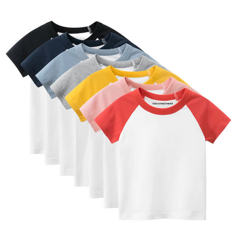 Toddler Boys Blank Short Sleeve Baseball Raglan T-Shirt