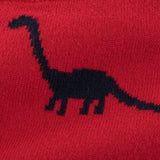 Red Dinosaur All Over Knitted Toddler Boys Sweater Detail