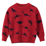 Red Dinosaur All Over Knitted Toddler Boys Sweater
