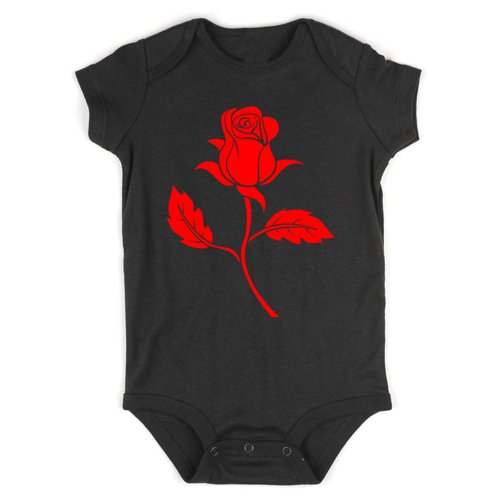 Red Rose Flower Infant Baby Boys Bodysuit Black