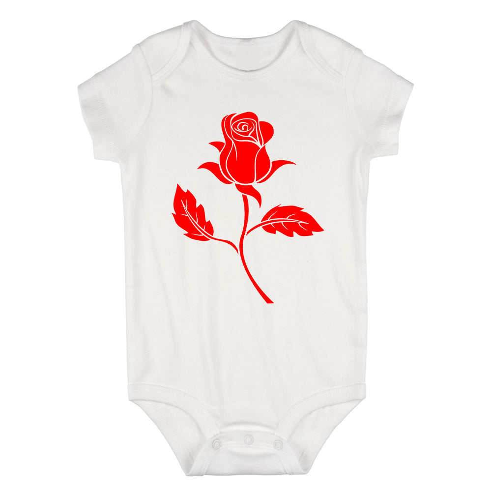 Red Rose Flower Infant Baby Boys Bodysuit White