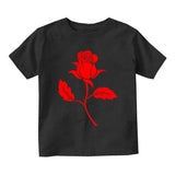 Red Rose Flower Infant Baby Boys Short Sleeve T-Shirt Black