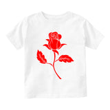 Red Rose Flower Infant Baby Boys Short Sleeve T-Shirt White