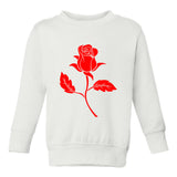 Red Rose Flower Toddler Boys Crewneck Sweatshirt White
