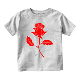 Red Rose Flower Toddler Boys Short Sleeve T-Shirt Grey