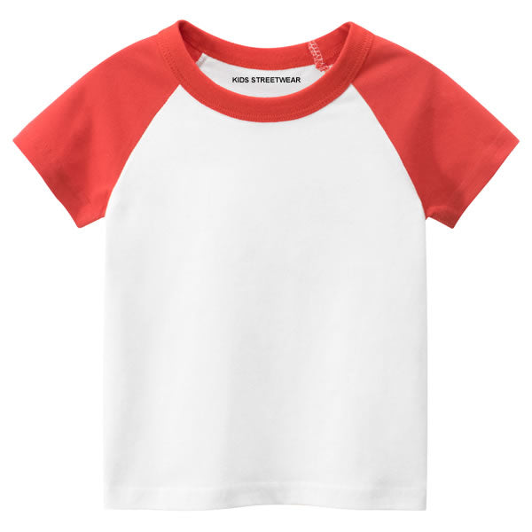 Red Toddler Boys Blank Short Sleeve Baseball Raglan T-Shirt White