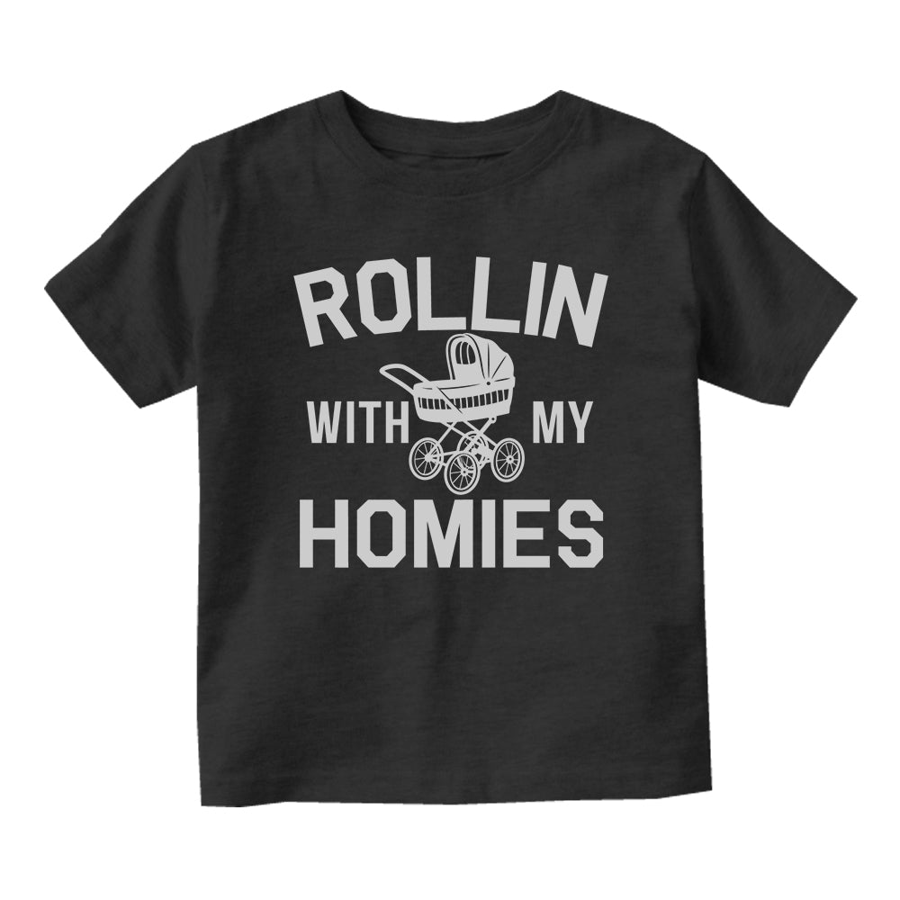 Rollin With My Homies Stroller Baby Toddler Short Sleeve T-Shirt Black