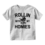 Rollin With My Homies Stroller Baby Toddler Short Sleeve T-Shirt Grey