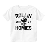 Rollin With My Homies Stroller Baby Toddler Short Sleeve T-Shirt White