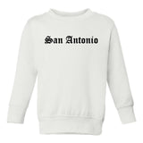San Antonio Texas TX Old English Toddler Boys Crewneck Sweatshirt White