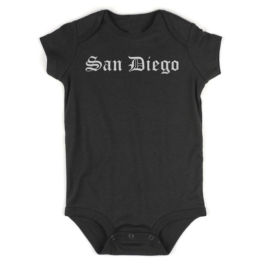 San Diego California Old English Infant Baby Boys Bodysuit Black