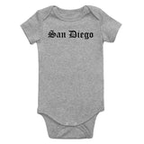 San Diego California Old English Infant Baby Boys Bodysuit Grey