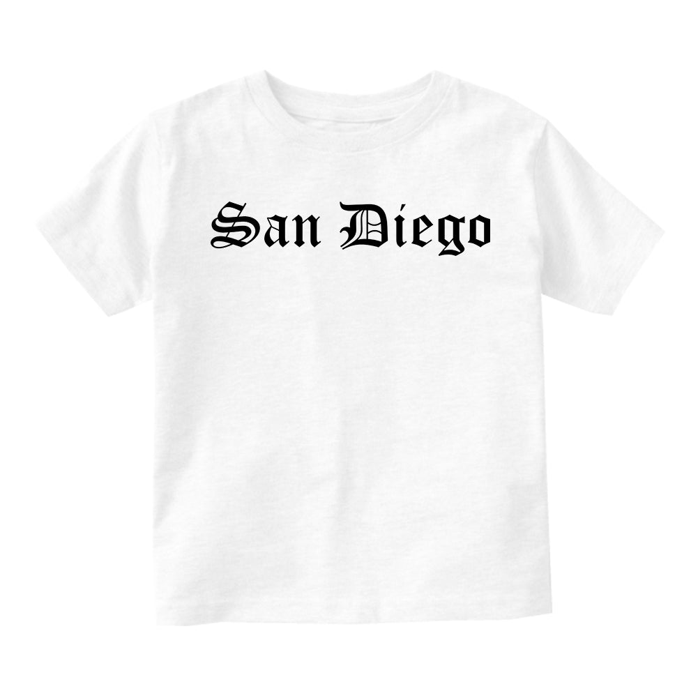 San Diego California Old English Infant Baby Boys Short Sleeve T-Shirt White