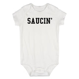 Saucin On You Infant Baby Boys Bodysuit White