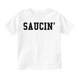 Saucin On You Infant Baby Boys Short Sleeve T-Shirt White