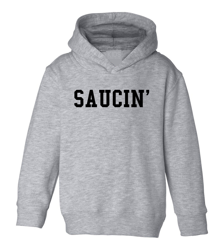 Saucin On You Toddler Boys Pullover Hoodie Grey