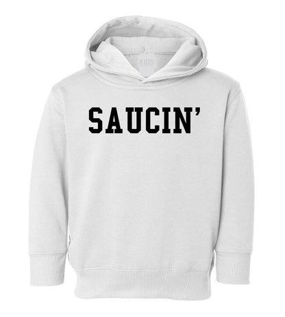 Saucin On You Toddler Boys Pullover Hoodie White