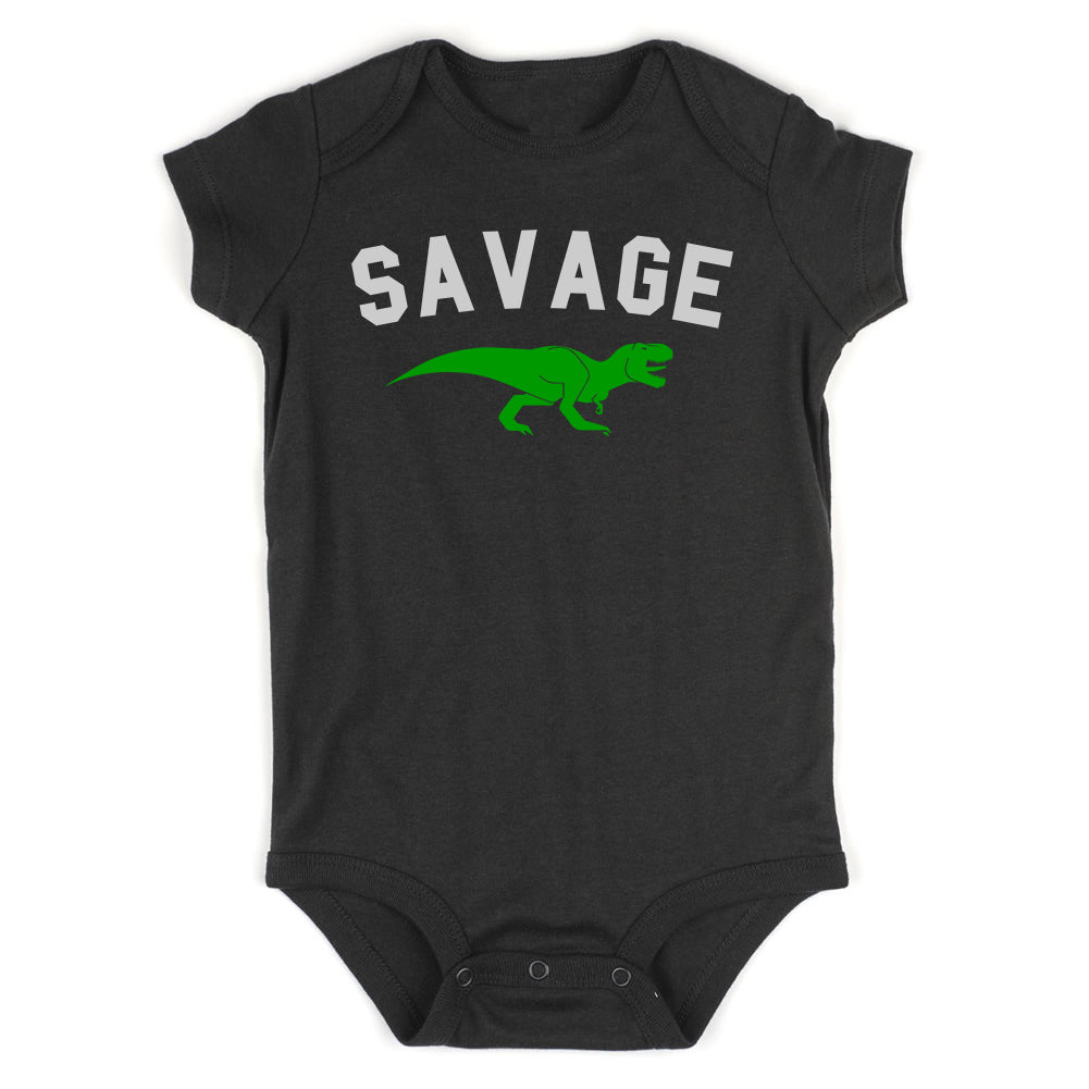 Savage Dinosaur Infant Baby Boys Bodysuit Black