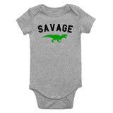 Savage Dinosaur Infant Baby Boys Bodysuit Grey