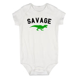 Savage Dinosaur Infant Baby Boys Bodysuit White