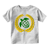 Sea Turtle Emblem Infant Baby Boys Short Sleeve T-Shirt Grey