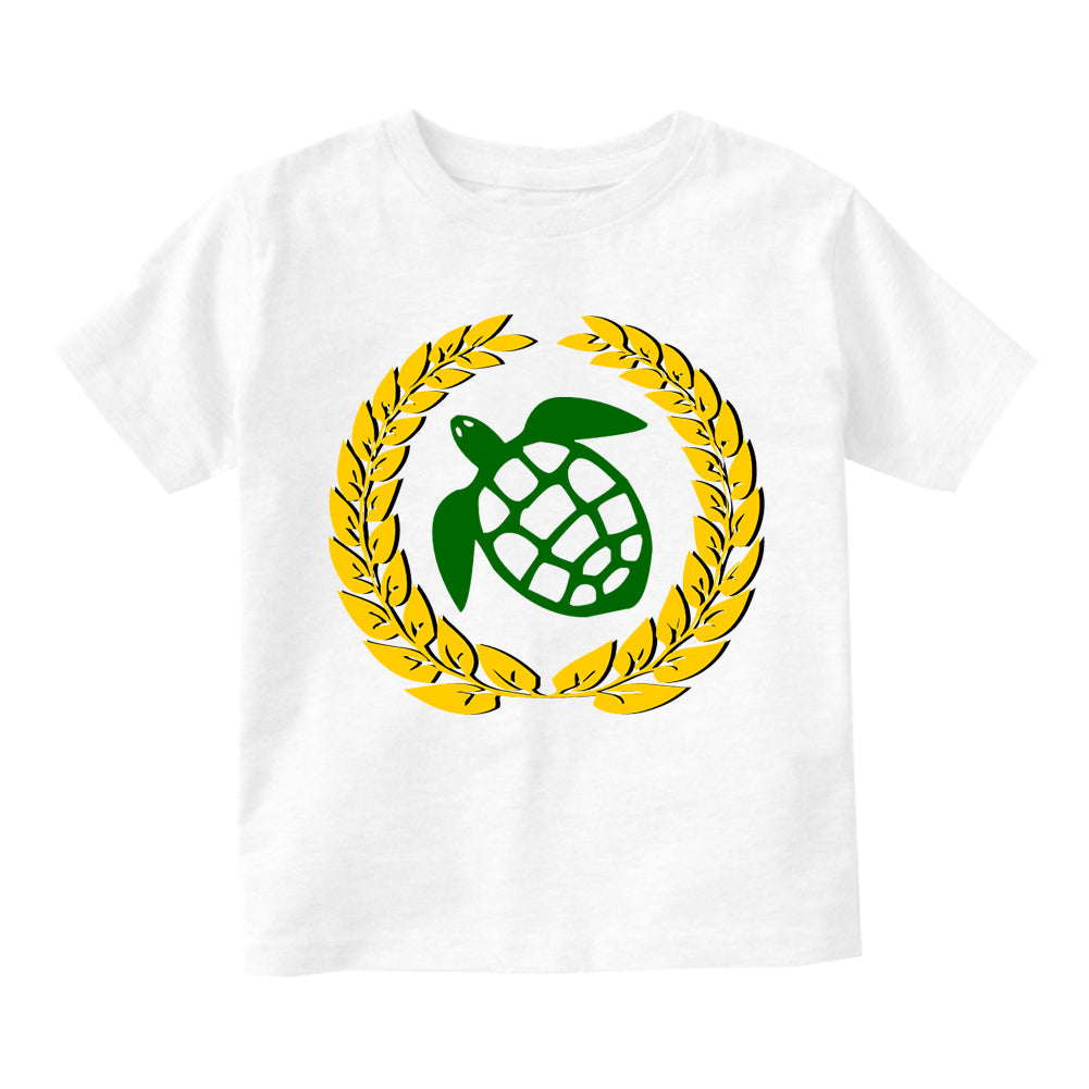 Sea Turtle Emblem Toddler Boys Short Sleeve T-Shirt White